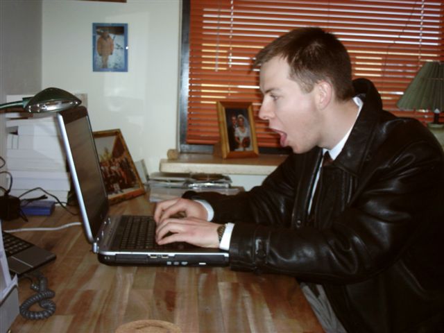 Søren gets online with his laptop