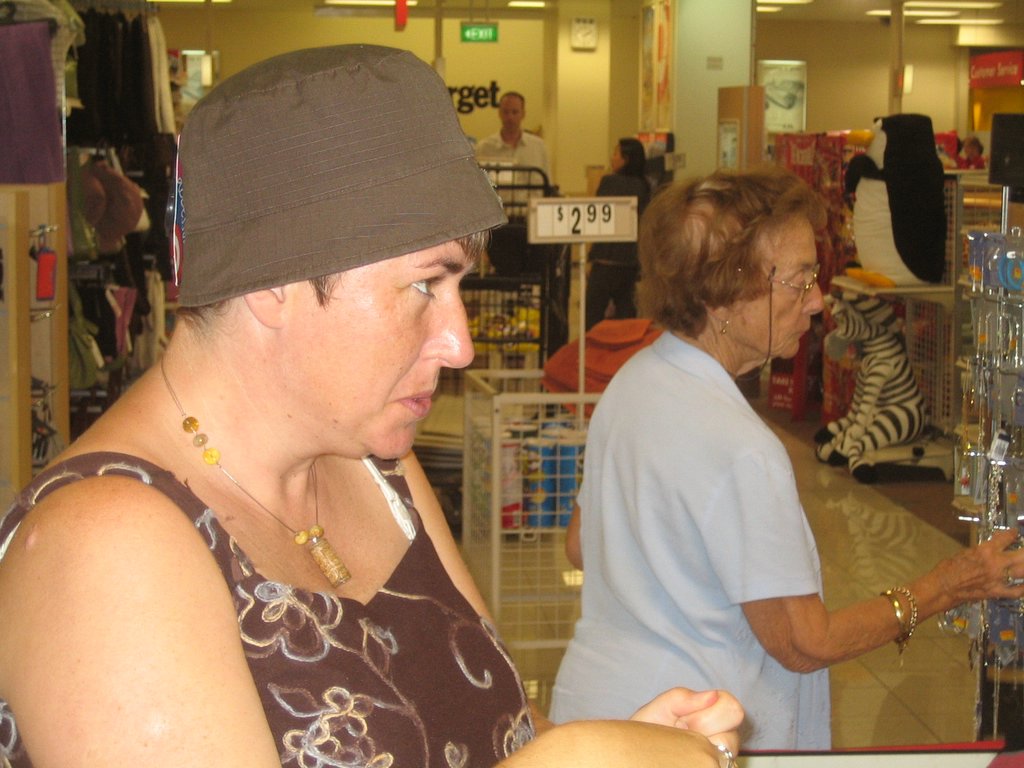 Hat shopping with Sanna