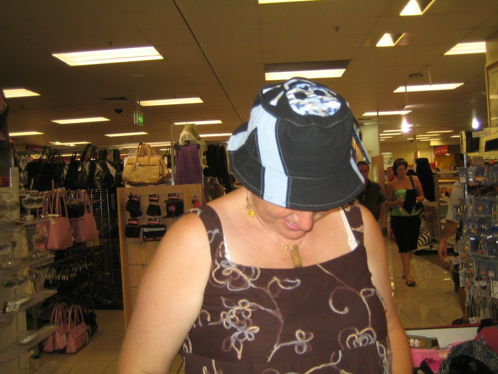 Hat shopping with Sanna