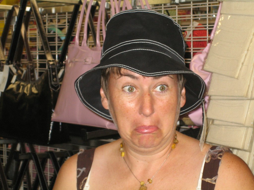 Hat shopping with Sanna