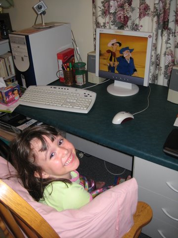 Chrystal watching Lucky Luke