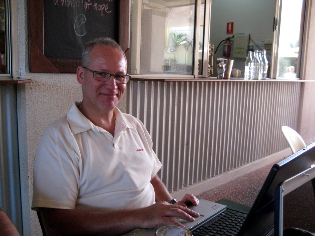Computer freaks checking their email in Coolum