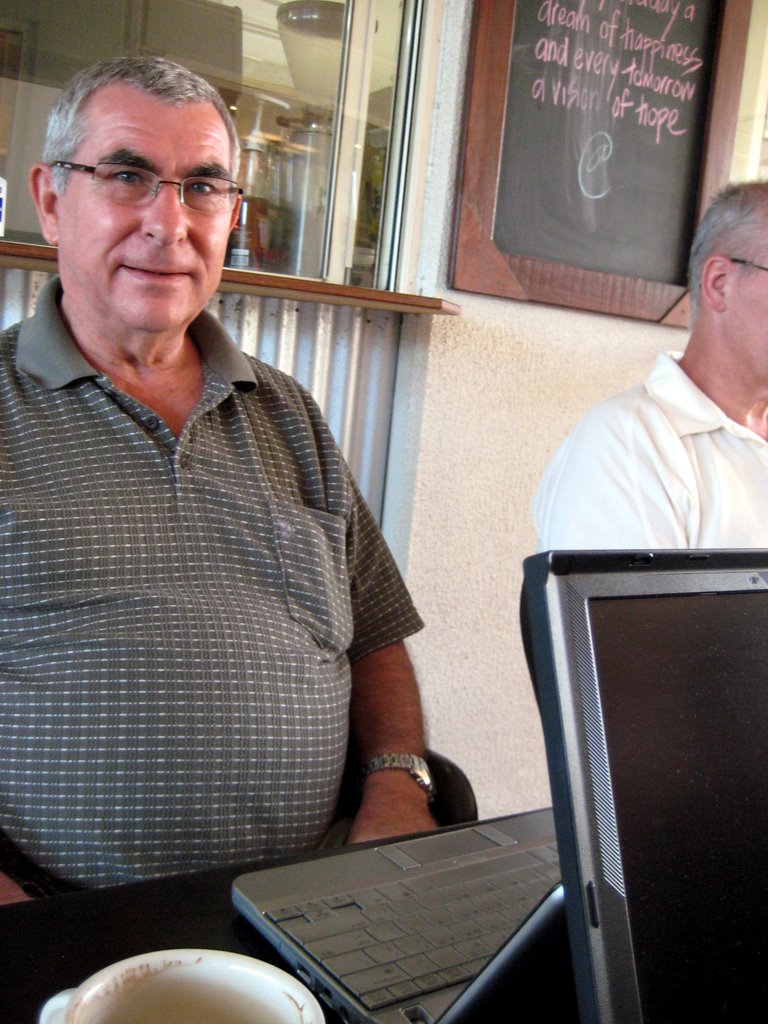 Computer freaks checking their email in Coolum