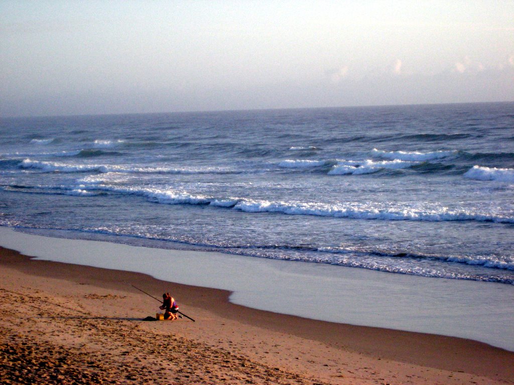 Sanna fishing in the surf