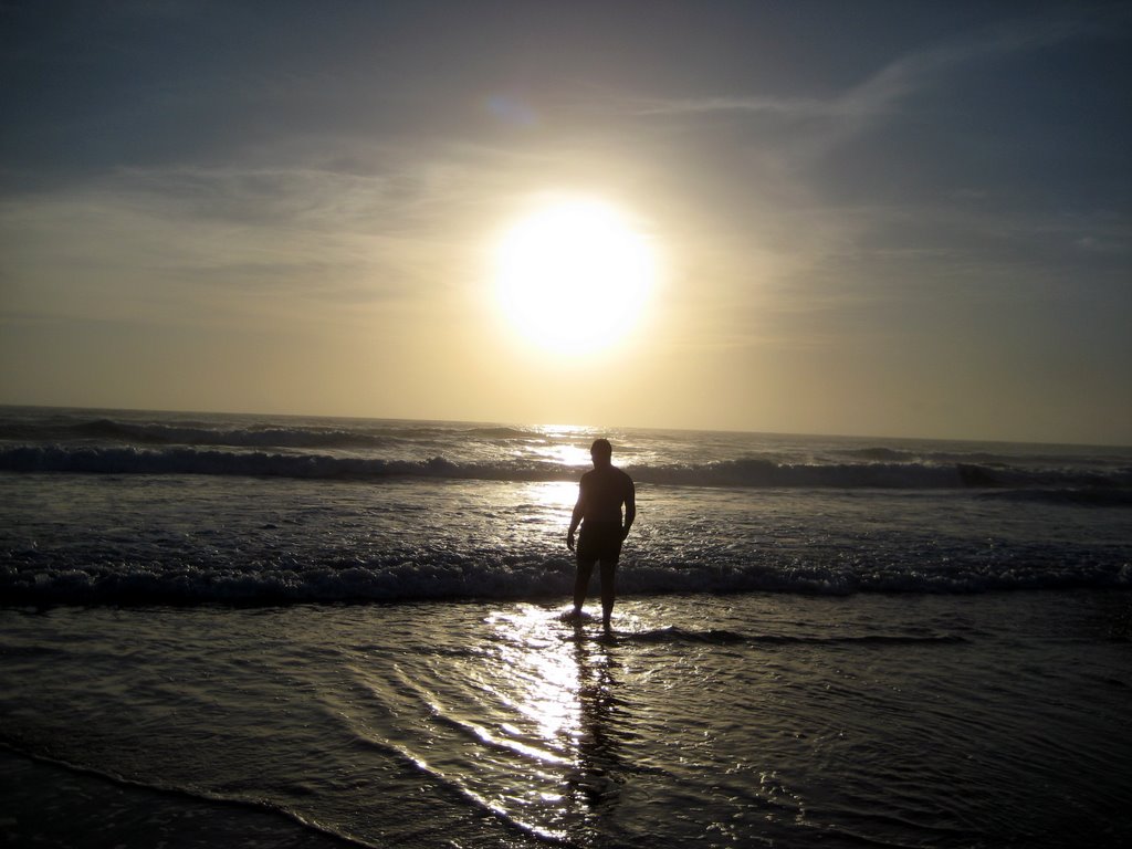 Sanna fishing in the surf