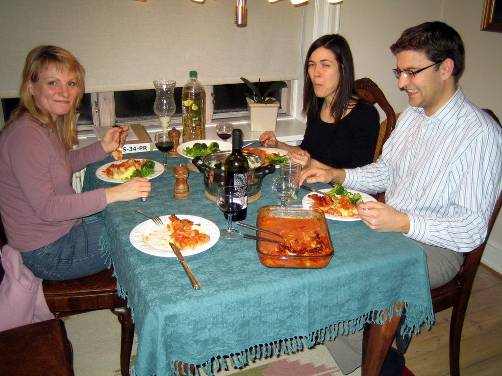On the phone, and dinner with the Sobieckis