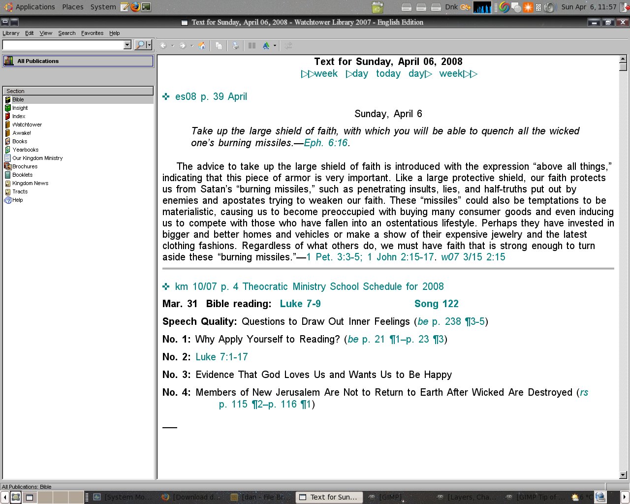Watchtower Library 2007 on Ubuntu